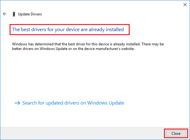 The best driver for your device are already installed. Fix Windows Error 0 ERROR_SUCCESS