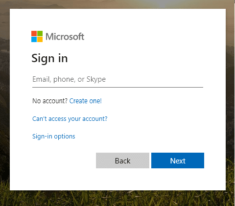 The sign-in window as shown below will appear