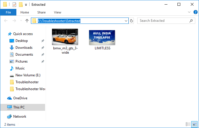 The zip file will be extracted to your desired location | Zip or Unzip Files and Folders in Windows 10