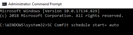 To Change Service Configuration type the command in command prompt