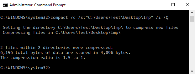 To Compress a Folder and its Contents type the following command