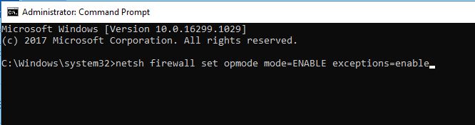 To Forcibly set Windows Firewall type the command in the Command Prompt