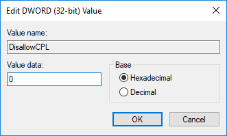 To Turn off hiding the Control Panel items change the value of DisallowCPL DWORD to 0