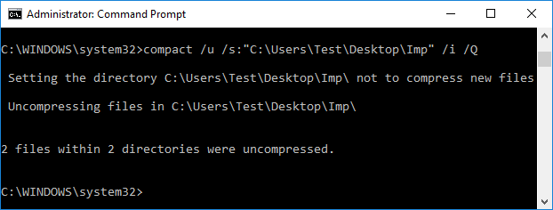 To Uncompress a Folder and its Contents type the following command