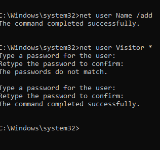 To create a password for this account simply type the command net user Name *