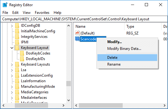 To enable the caps lock just right-click on Scancode Map key and select Delete