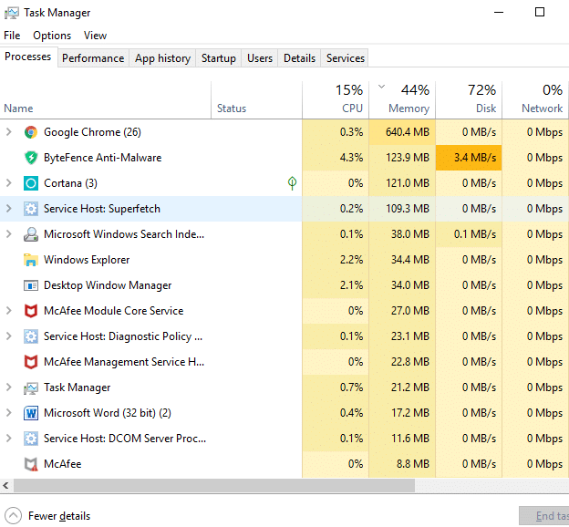 The above command will open the Task Manager window. 