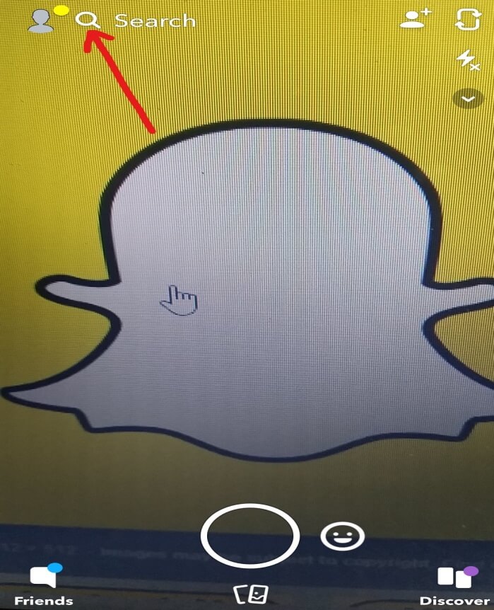 To search for any person on Snapchat, click on the Search