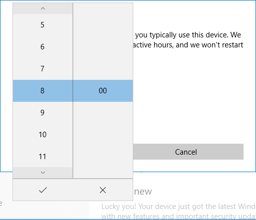 To set the Start time click on the current value than from the menu select the new values for hours