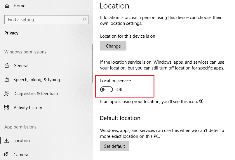 To turn off location tracking for your account, toggle off the ‘Location service’ switch