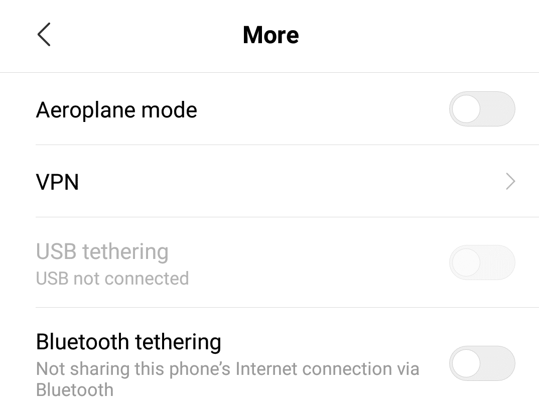 Click on more option phone settings