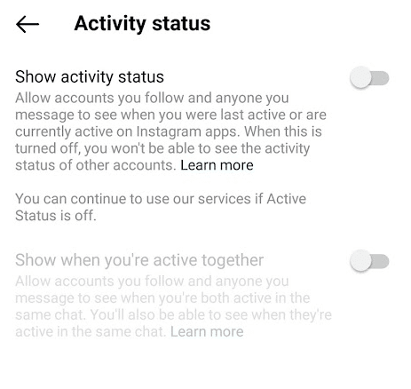 Turn Off Activity Status