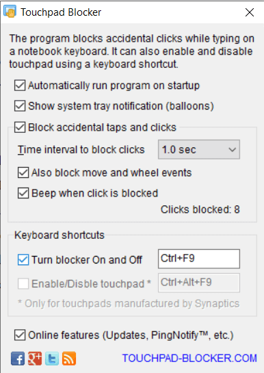 Turn On Blocker by pressing the keyboard shortcut for the same (Fn + f9)