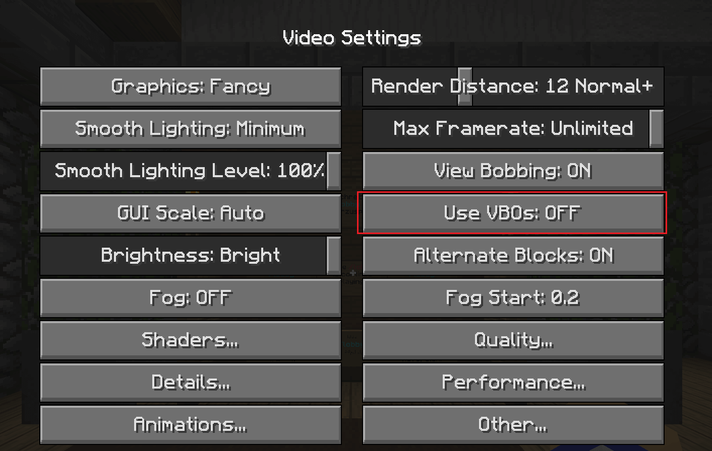 Turn off VBO's under Minecraft Video Settings | Fix Minecraft Crashing Issues