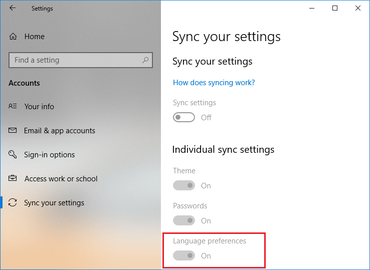Turn off the Language preferences toggle switch