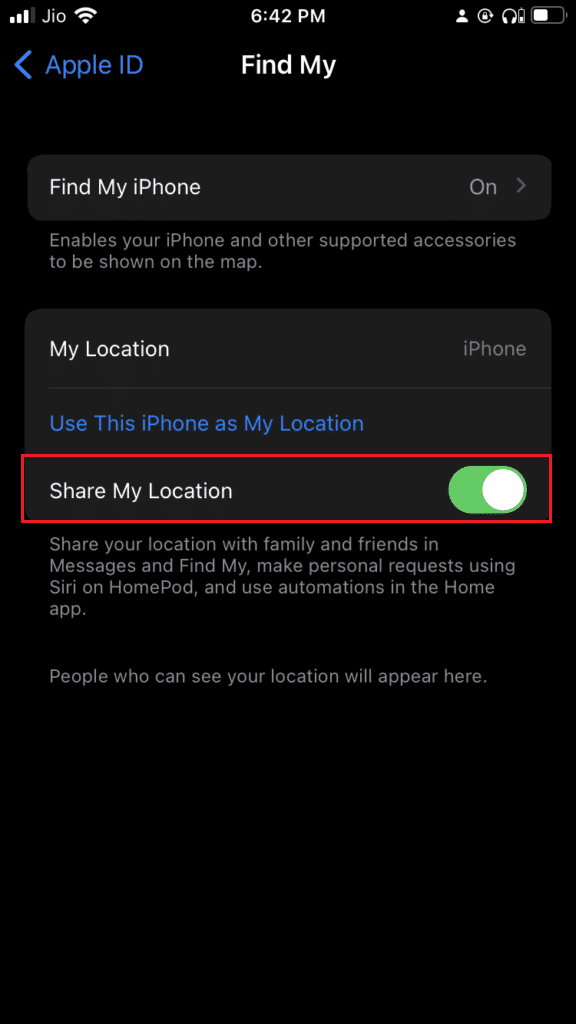 Turn off the Share My Location option