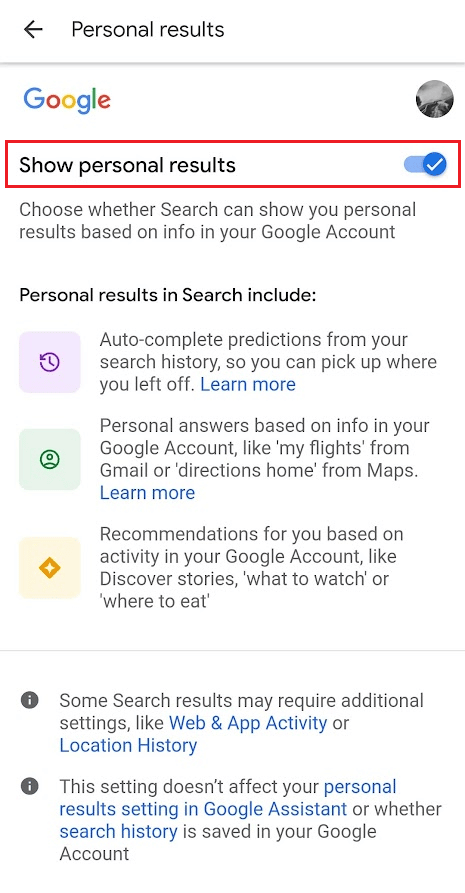 Turn off the toggle for Show personal results | How Do You Stop Google from Showing Your Previous Searches