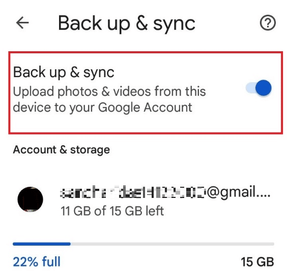 Turn on the toggle for Back up & sync | How to Delete Google Auto Backup Pictures
