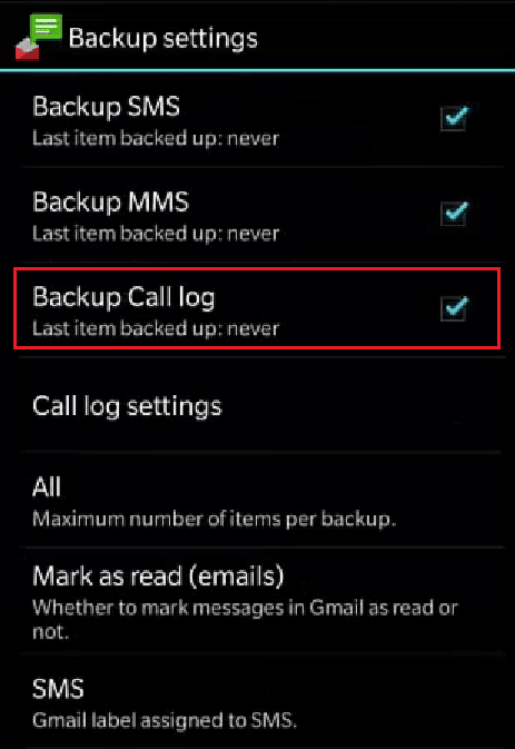 Turn on the toggle for Backup Call log | How to View Phone Call History on Google