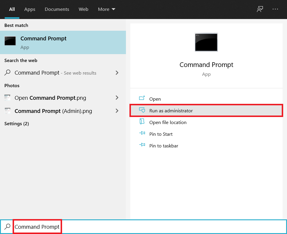 Type Command Prompt in the Cortana search bar | Fix: ‘Adobe Software You Are Using Is Not Genuine’ Error
