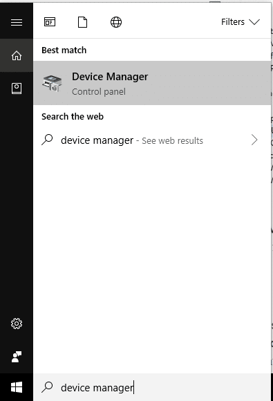 Type Open Device Manager in search bar and hit enter