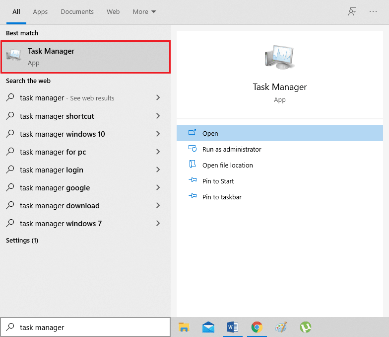 Type Task Manager in the search bar, and hit enter