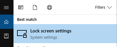 Type lock screen settings in the Windows search bar and open it