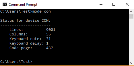 Type mode con in command prompt and hit Enter