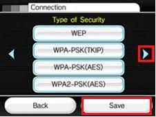 Type of Security WiFi connection Nintendo Wii