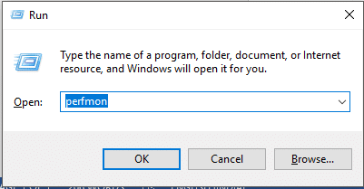 Type perfmon in the run dialog box and hit Enter