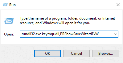 Type run shortcut for Create password reset disk in Windows 10