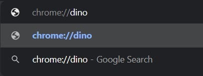 Type the code in the URL bar: chrome://dino