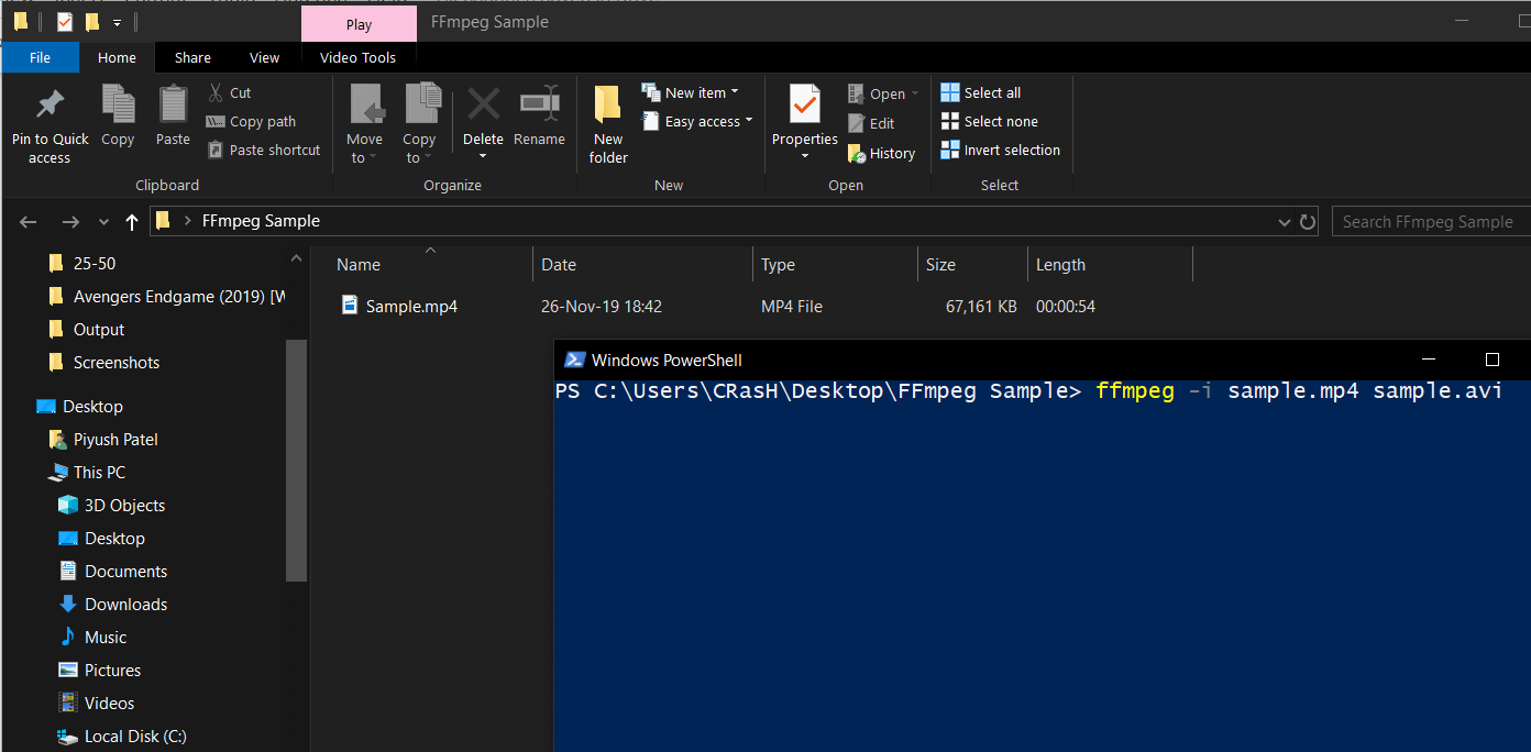 Type the command in the command prompt and press enter