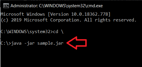 Type the following command java -jar sample.jar and hit the enter key | How to Run JAR Files on Windows 10