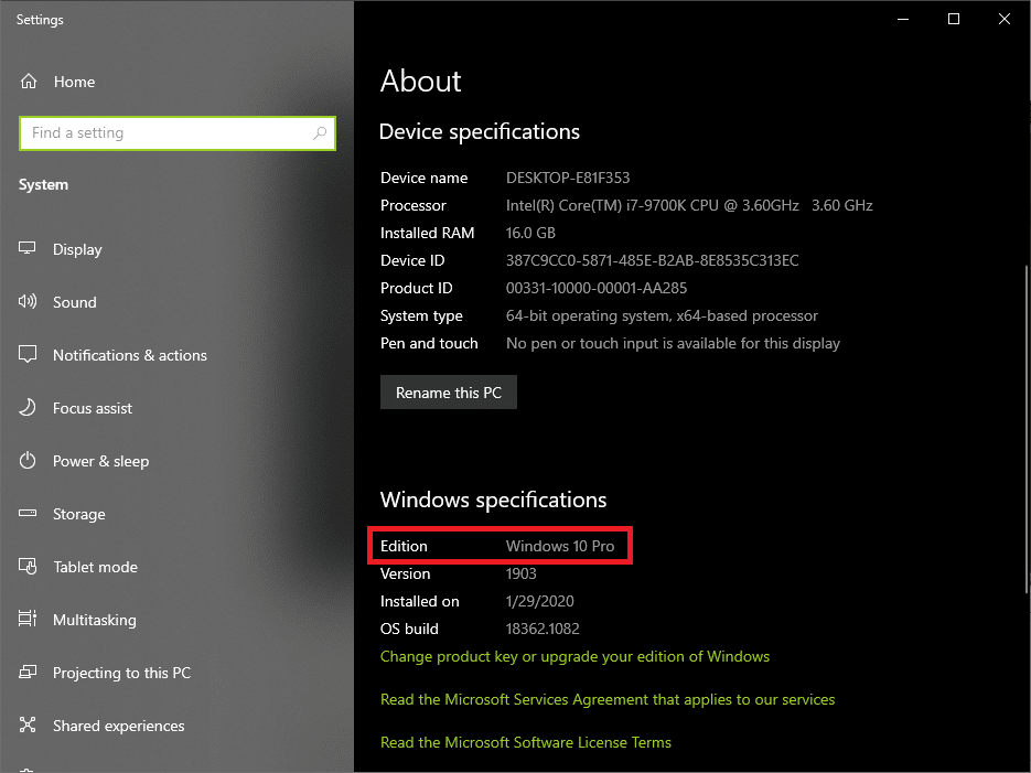 Typ winver in de startzoekbalk en druk op Enter om uw Windows-editie te controleren