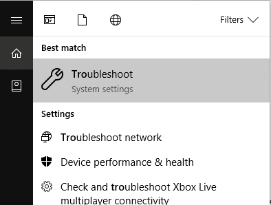 Type ‘Troubleshoot’ in the search field and launch it.