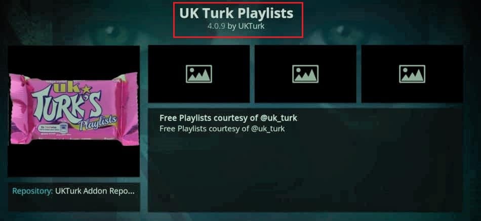 UK Turk Playlists Kodi add on third party