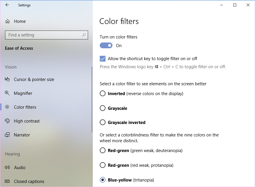 Under Choose a filter drop-down select any color filter you want