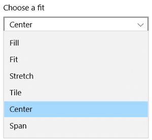 Under Choose a fit, you can choose fill, fit, stretch, tile, center, or span on your displays