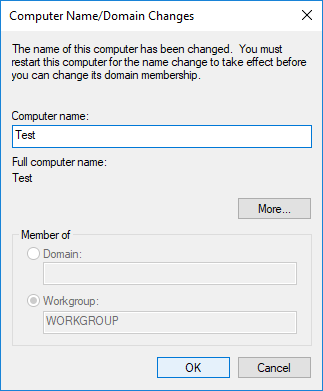 Under Computer name field type in the new name you want for your PC & click OK