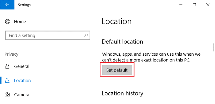 Under Default location click on Set default | How to set Default Location of your PC