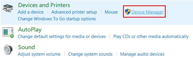Under Hardware & Sound window click on Device Manager