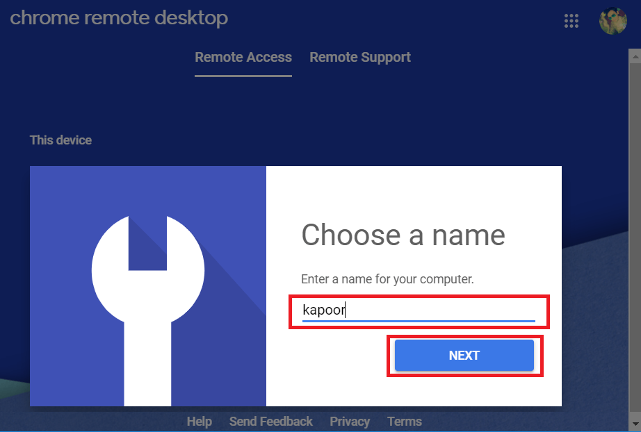 Under Remote Access, type the name you want to set for your Computer.