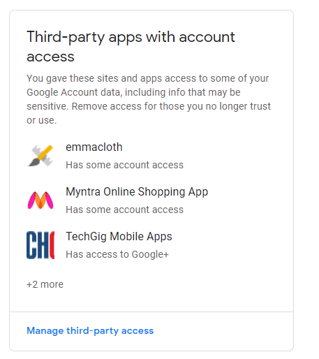 Under Security section find Third-party apps with account access