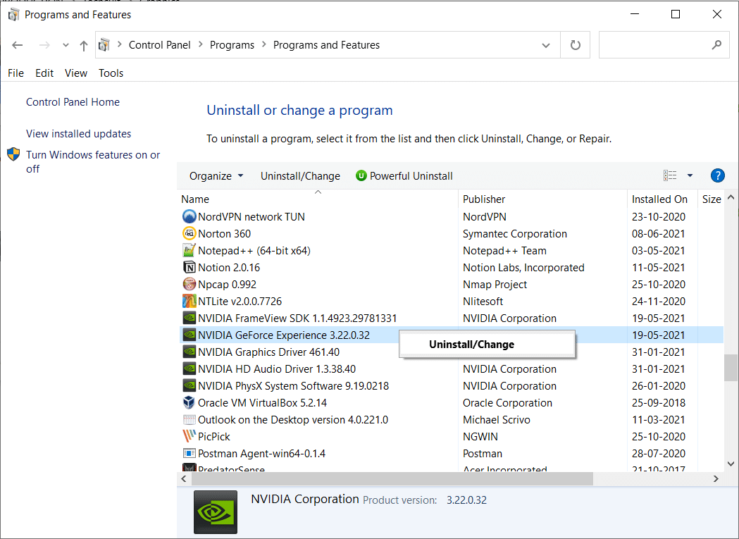 Uninstall all NVIDIA components