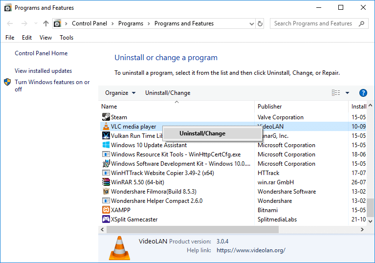 Uninstall unwanted IE tools from the Programs and Features window | Fix Internet Explorer has stopped working error