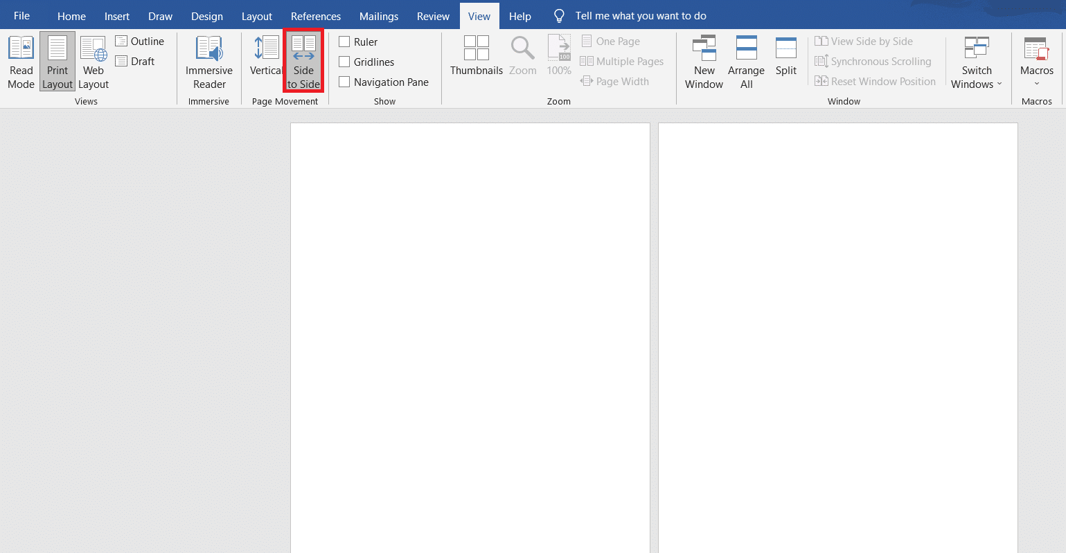 In the Page Movement section, select the Side to Side option.