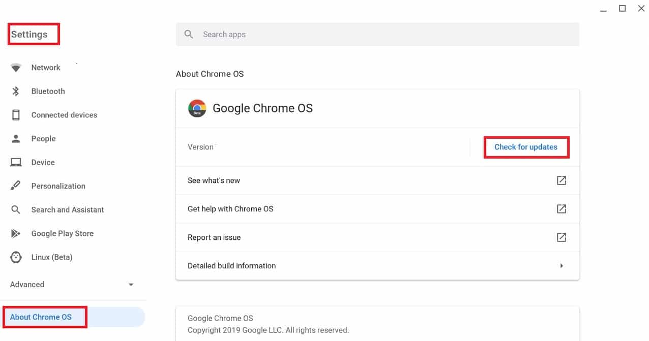 Обновите ОС Chrome. Исправить ошибку «Ошибка поиска DHCP в Chromebook»