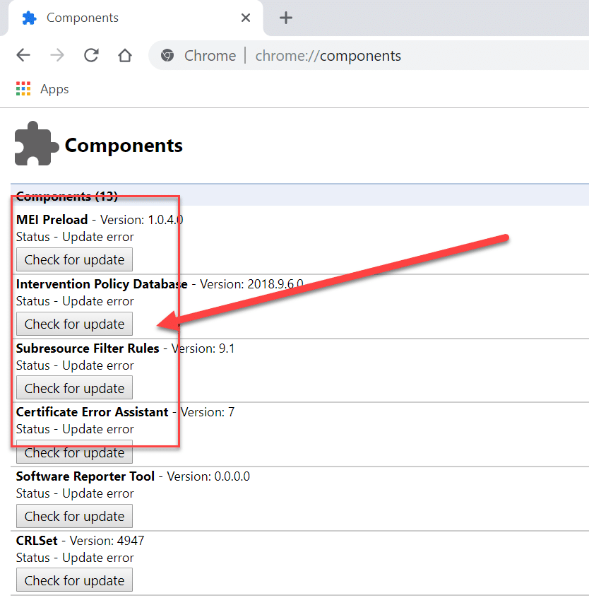 Update Individual Chrome Components