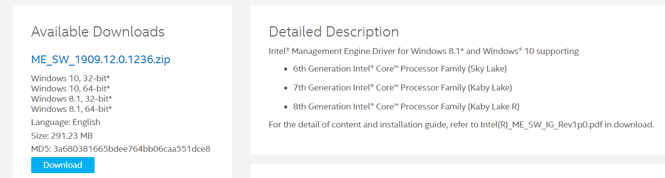 Update Intel Management Engine Interface (IMEI)